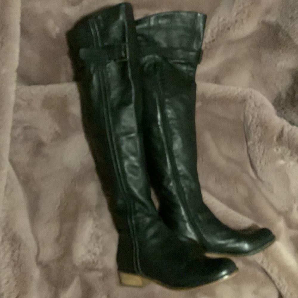 Buttery soft black leather over the knee boot